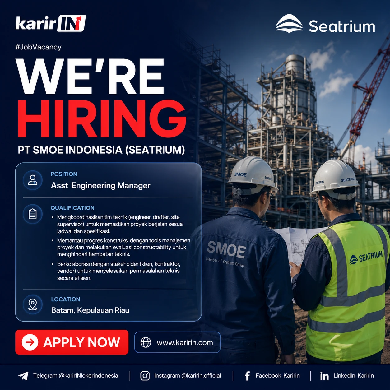 Flyer Asst Engineering Manager di PT SMOE INDONESIA (SEATRIUM) 1