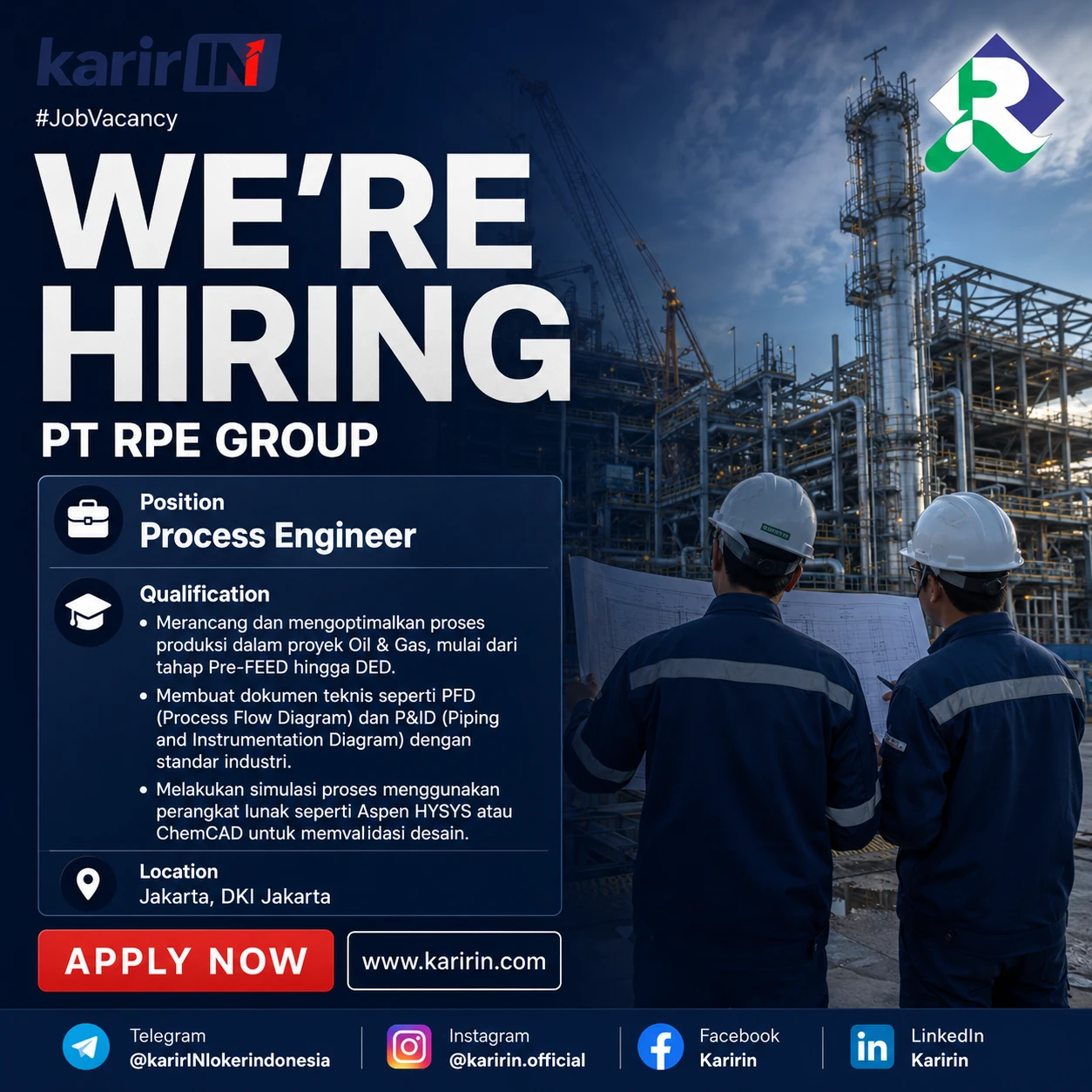 Flyer Process Engineer - PT RPE GROUP Jakarta | Peluang Karir di Industri Oil & Gas 1