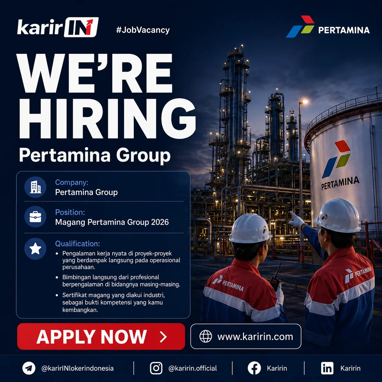 Flyer Magang Pertamina Group 2026 - 400+ Lowongan di 21 Perusahaan Energi | KarirIN 1