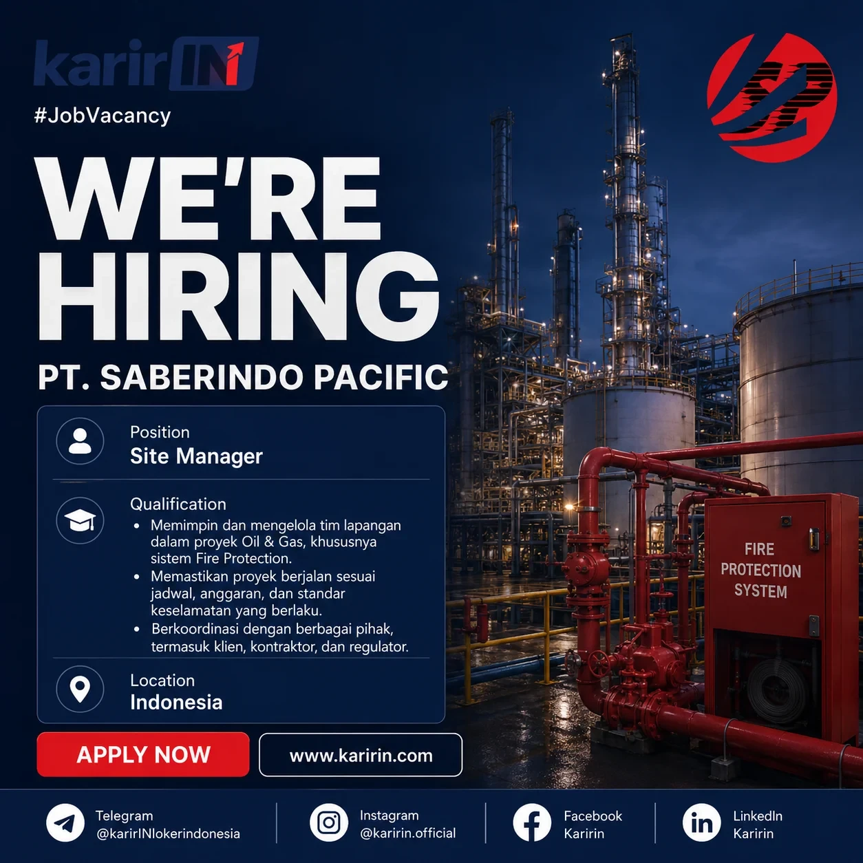 Flyer Site Manager - PT. SABERINDO PACIFIC, Indonesia | KarirIN 1