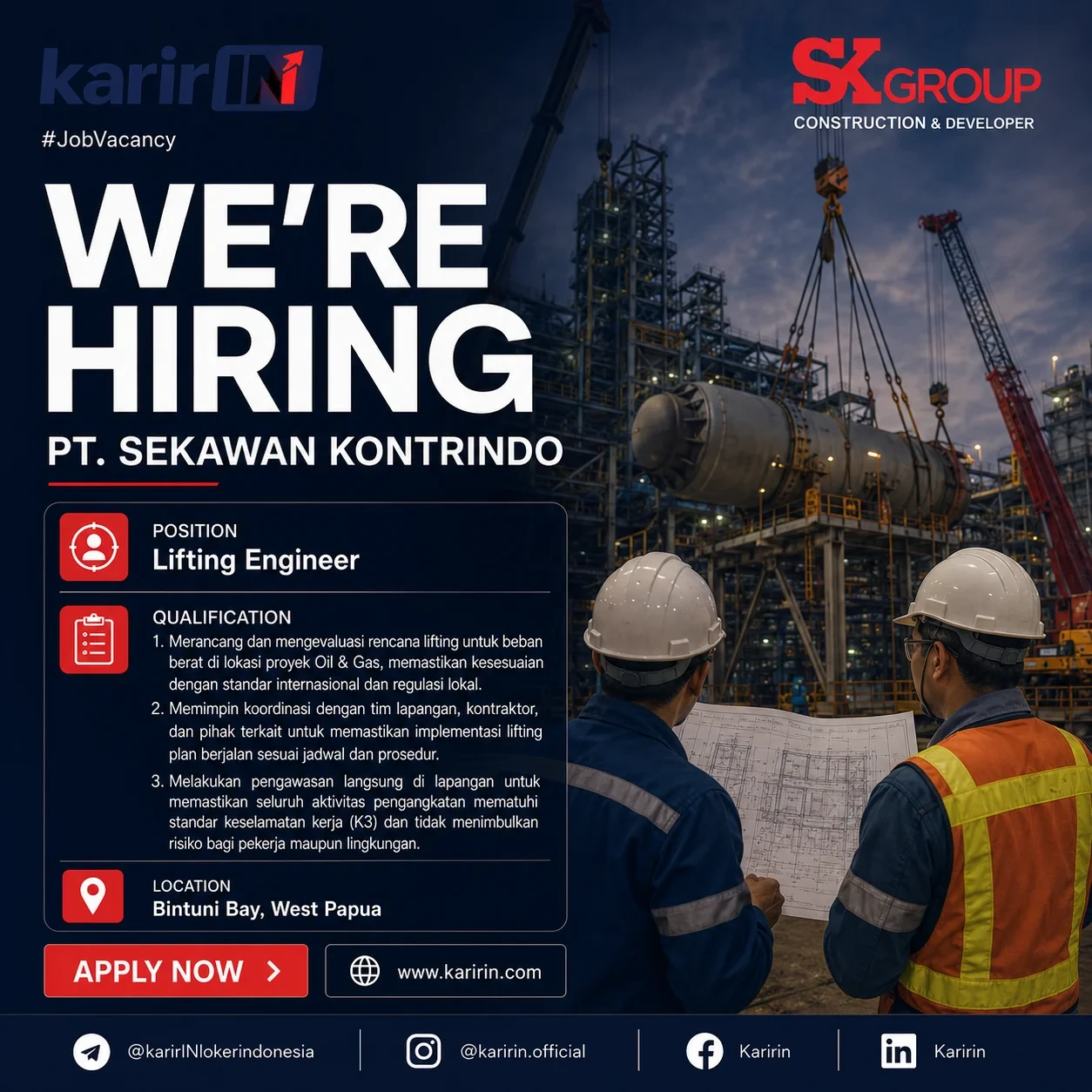 Flyer Lifting Engineer - PT Sekawan Kontrindo (SK Group), Bintuni Bay | KarirIN 1