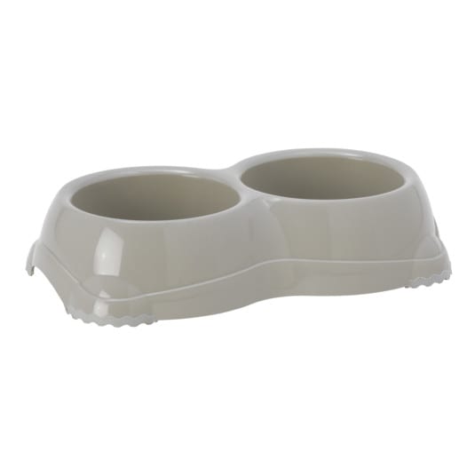 Smarty Double Dog Bowl - Warm Grey
