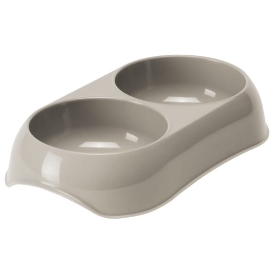 Gusto Twin Cat Bowl - Warm Grey