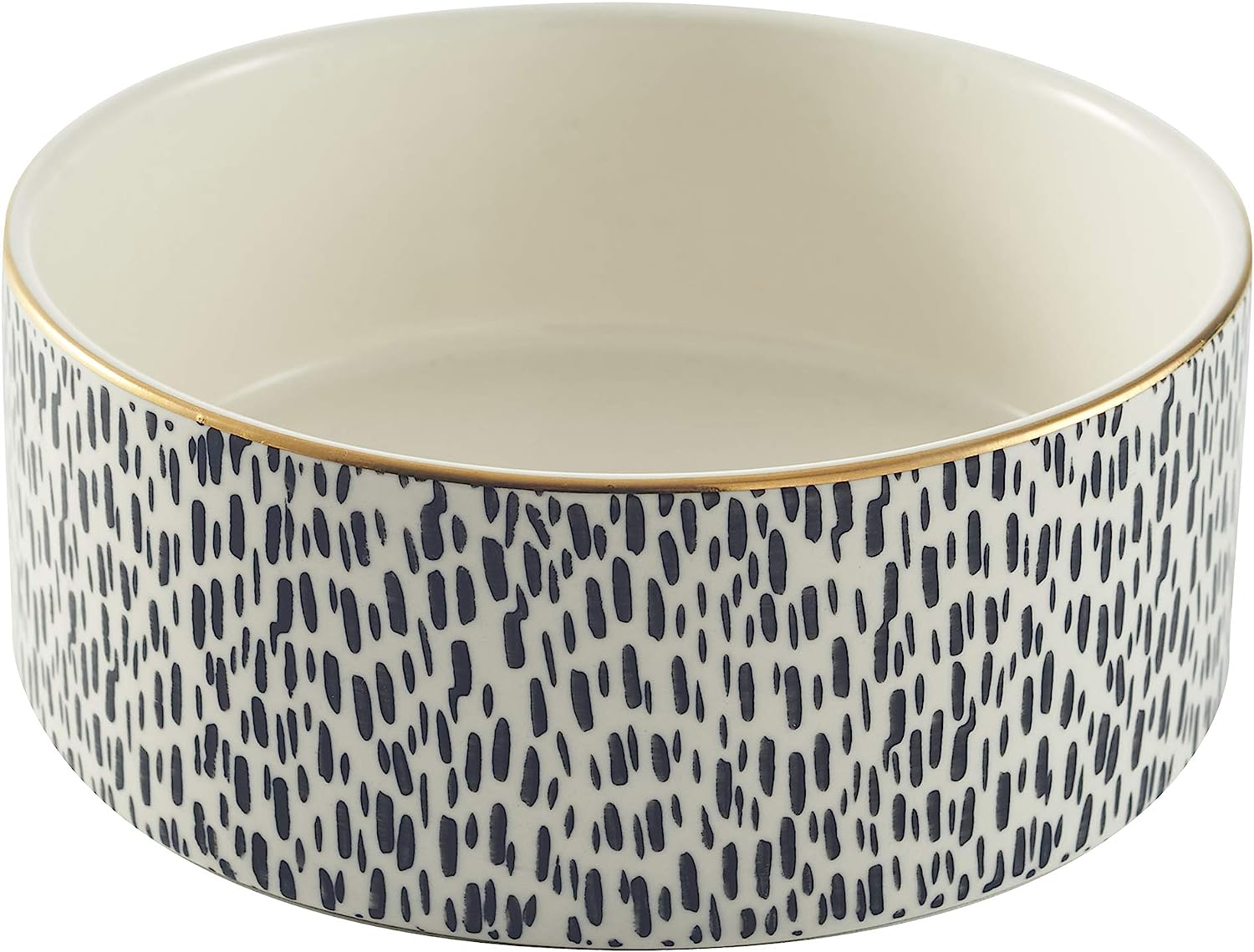 Stoneware Dog Bowl - Splatter & Gold Rim