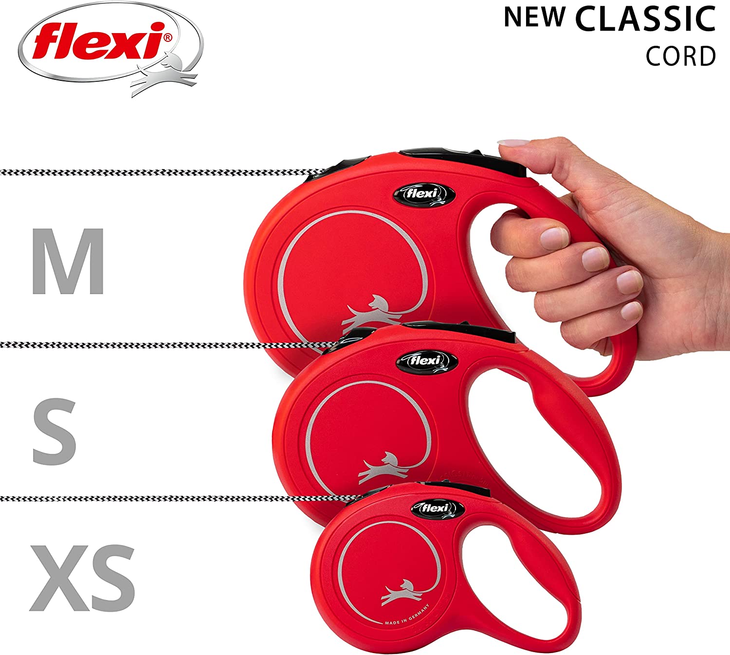 Flexi Dog Lead (Cord) - Classic Red