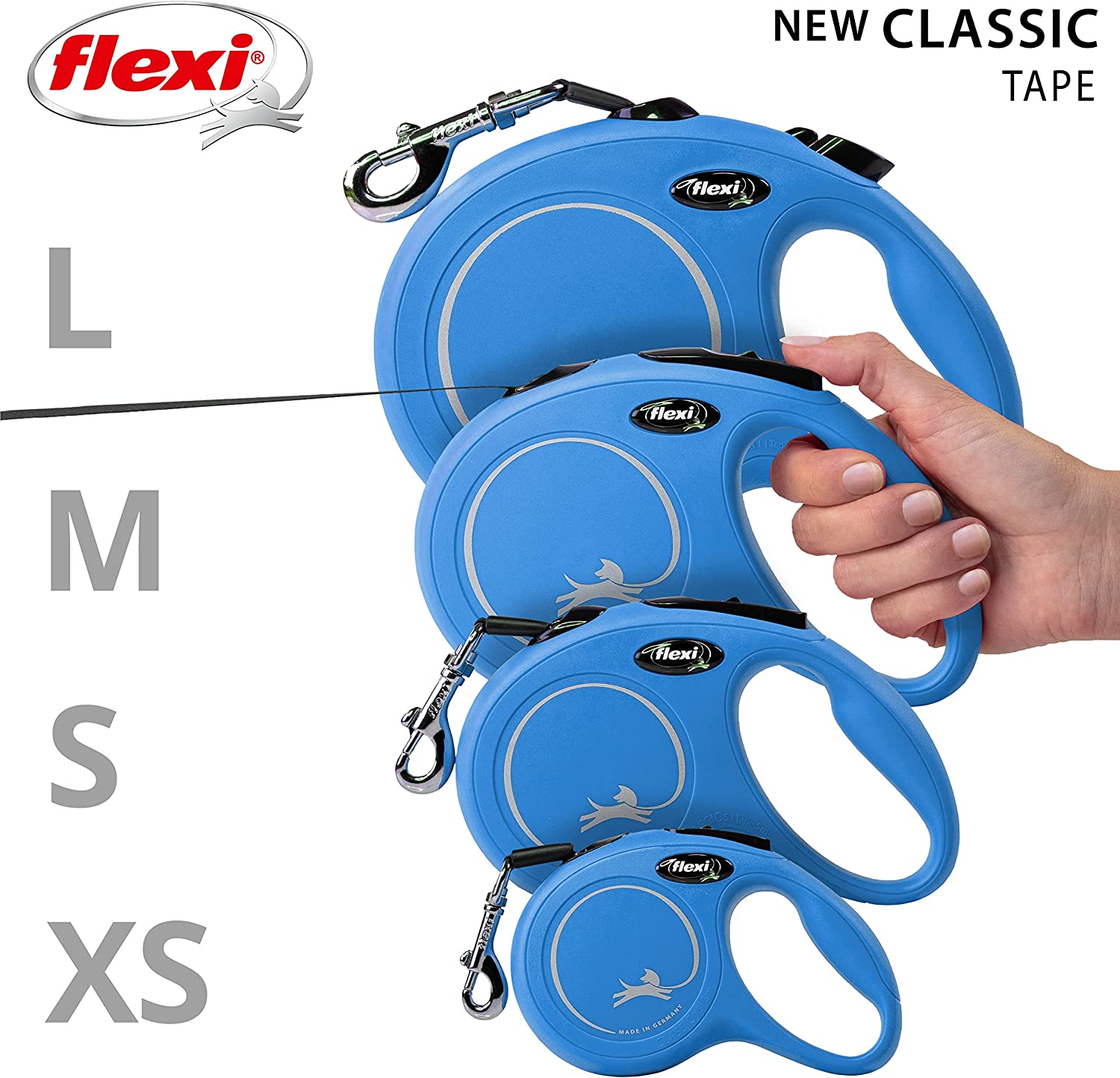 Flexi Dog Lead (Tape) - Classic Blue