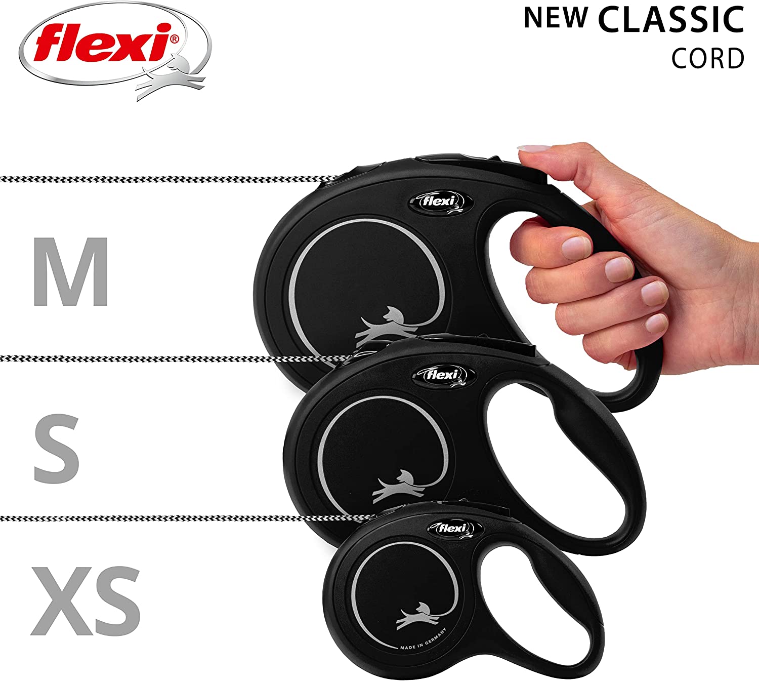 Flexi Dog Lead (Cord) - Classic Black