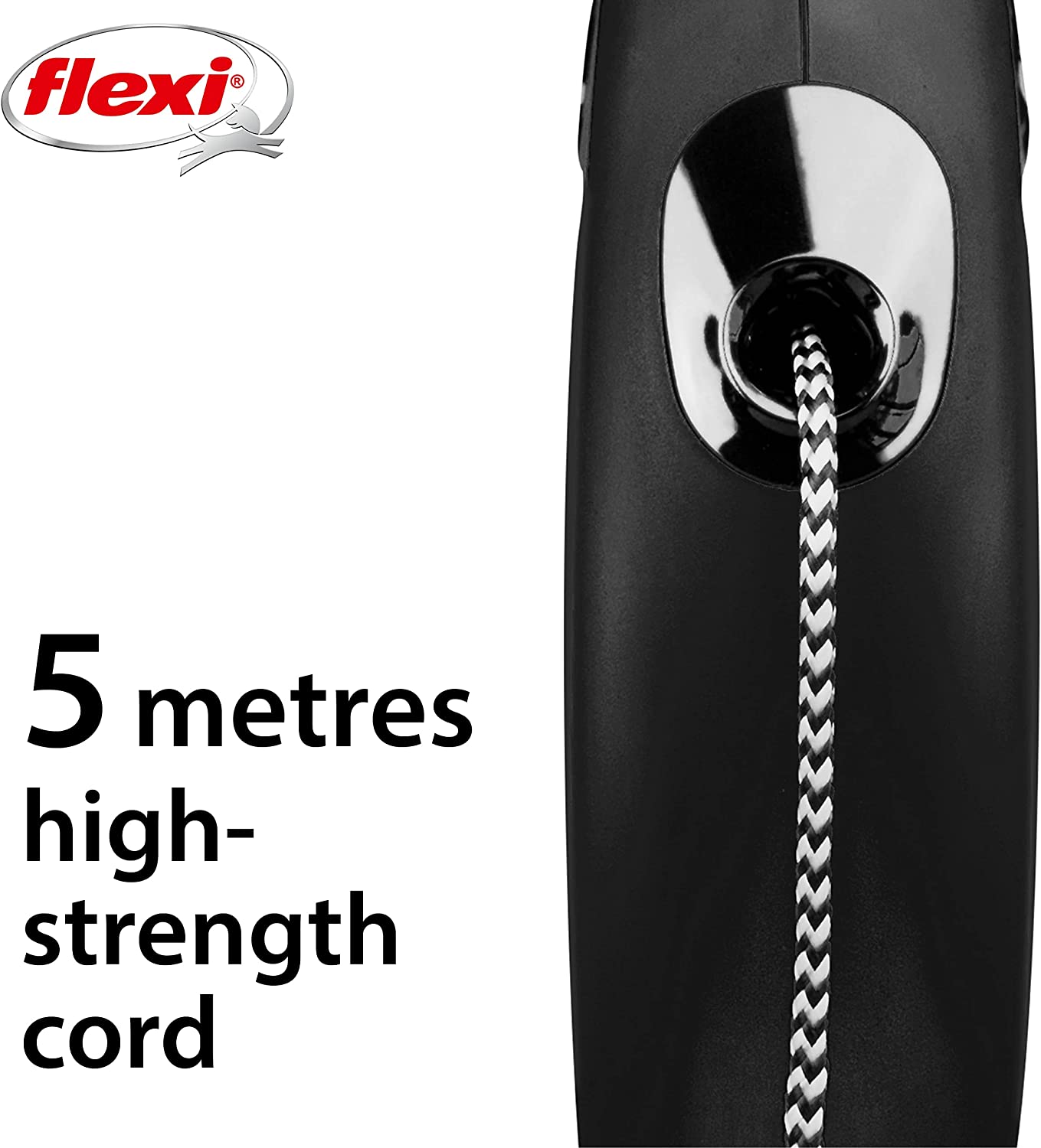 Flexi Dog Lead (Cord) - Classic Black
