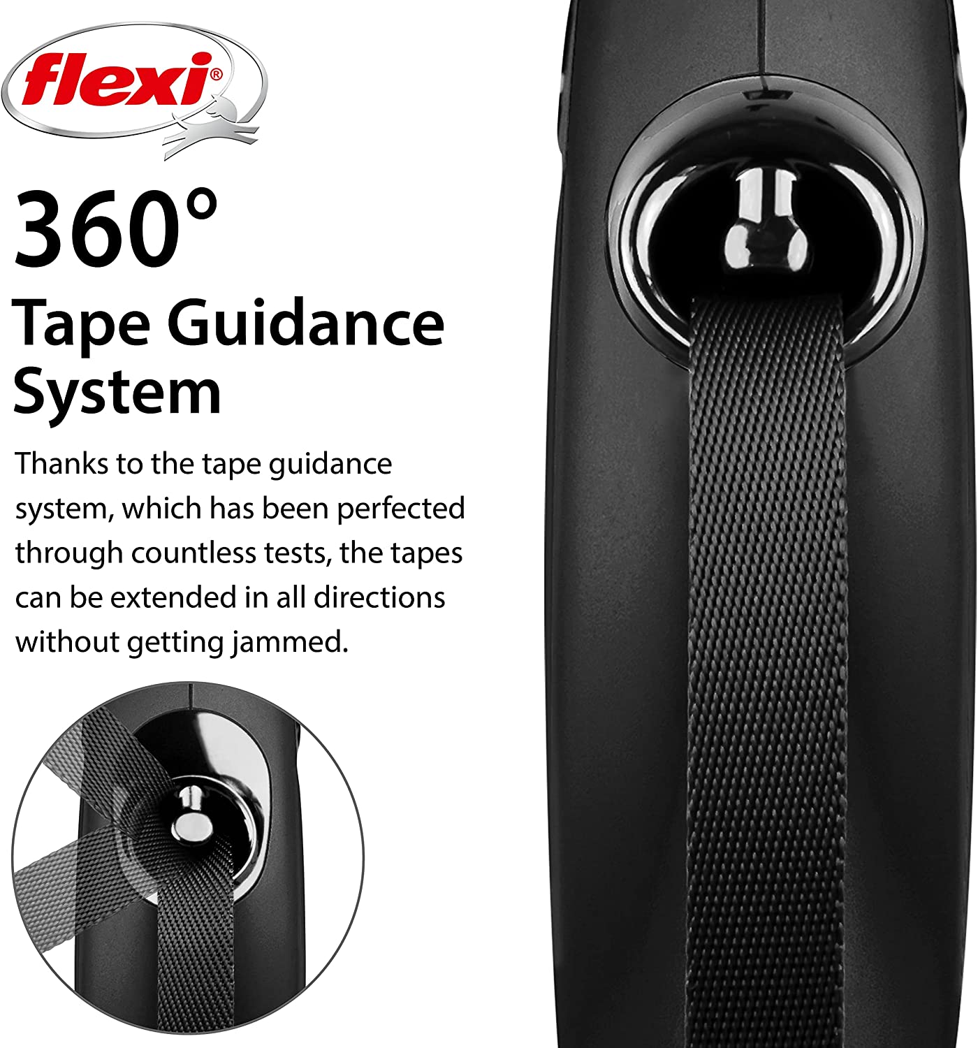 Flexi Dog Lead (Tape) - Classic Black