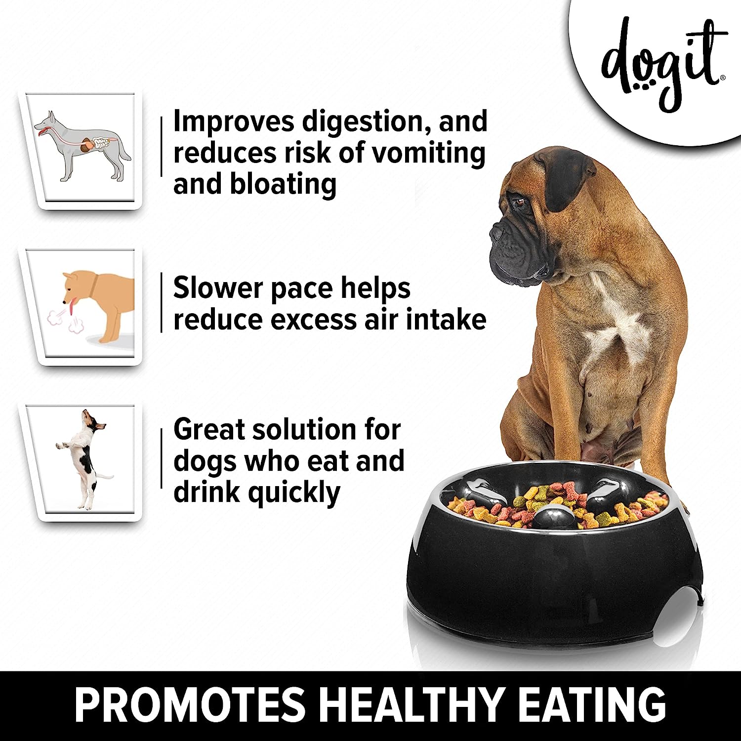 Anti Gulping Dog Dish - Black