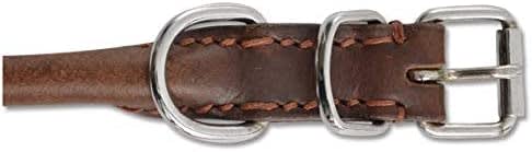 Rounded Leather Dog Collar - Brown