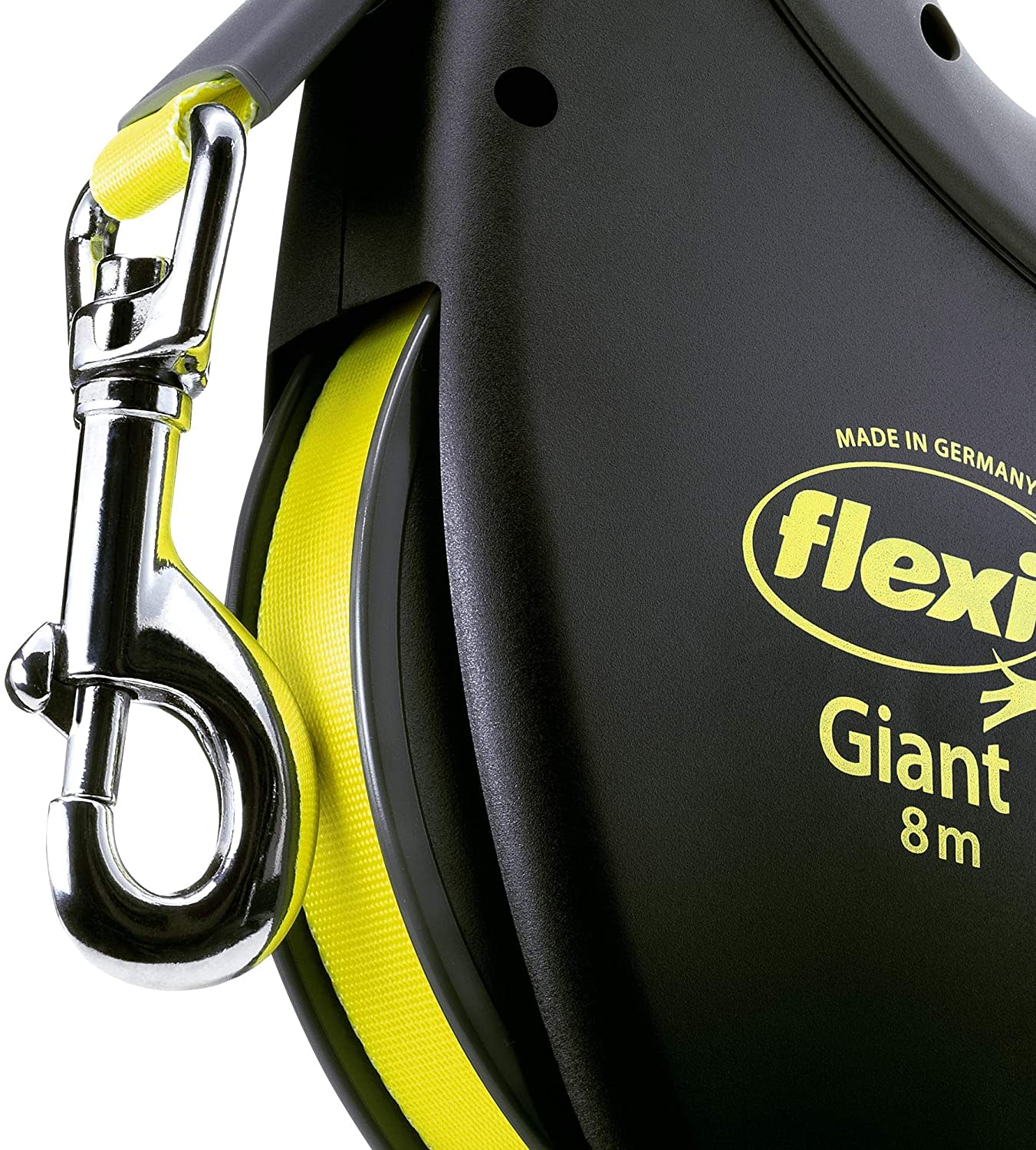 Flexi Dog Lead (Tape) - Giant Black & Neon Yellow