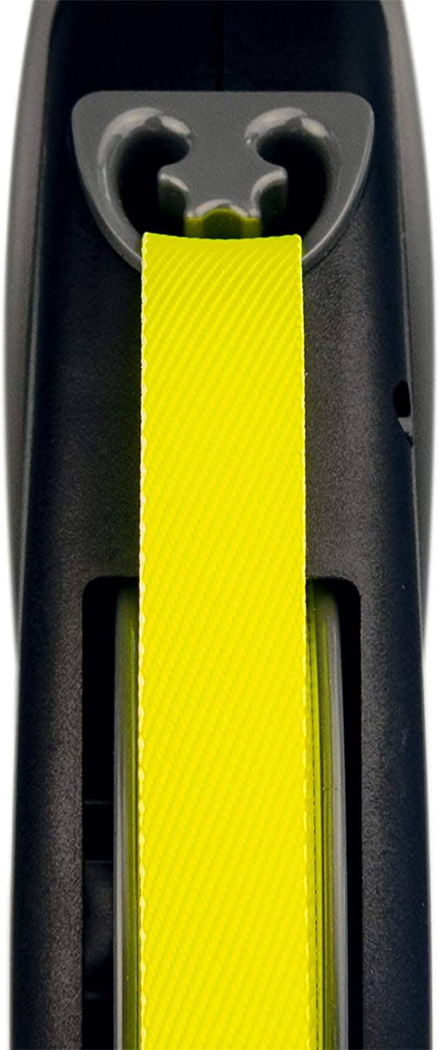 Flexi Dog Lead (Tape) - Giant Black & Neon Yellow