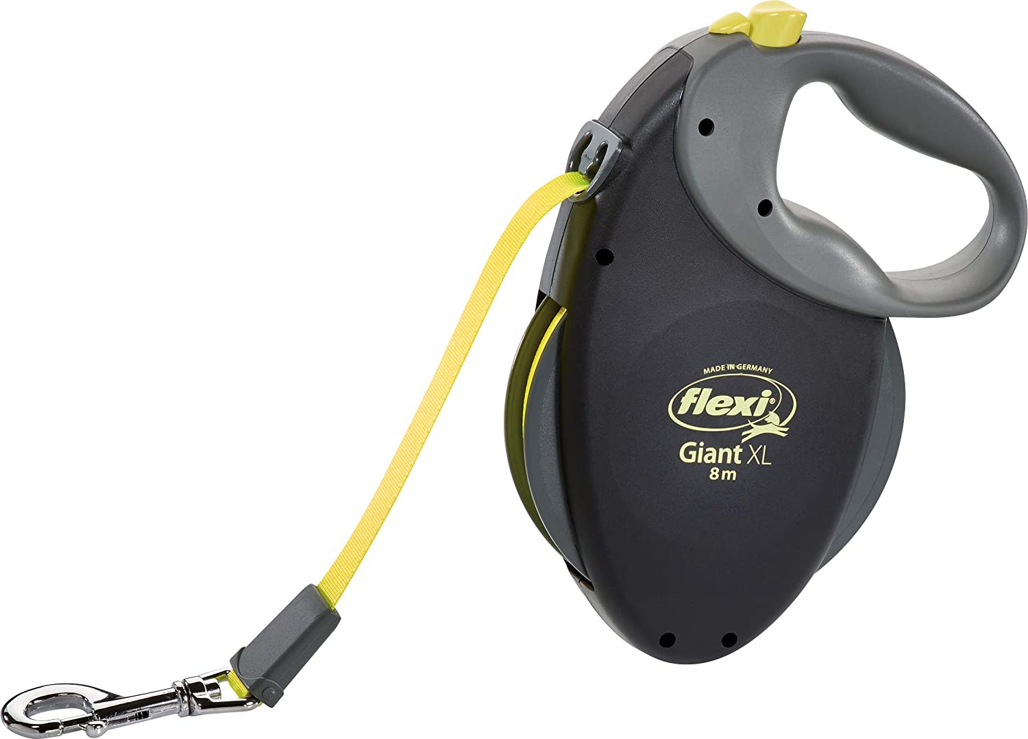 Flexi Dog Lead (Tape) - Giant Black & Neon Yellow