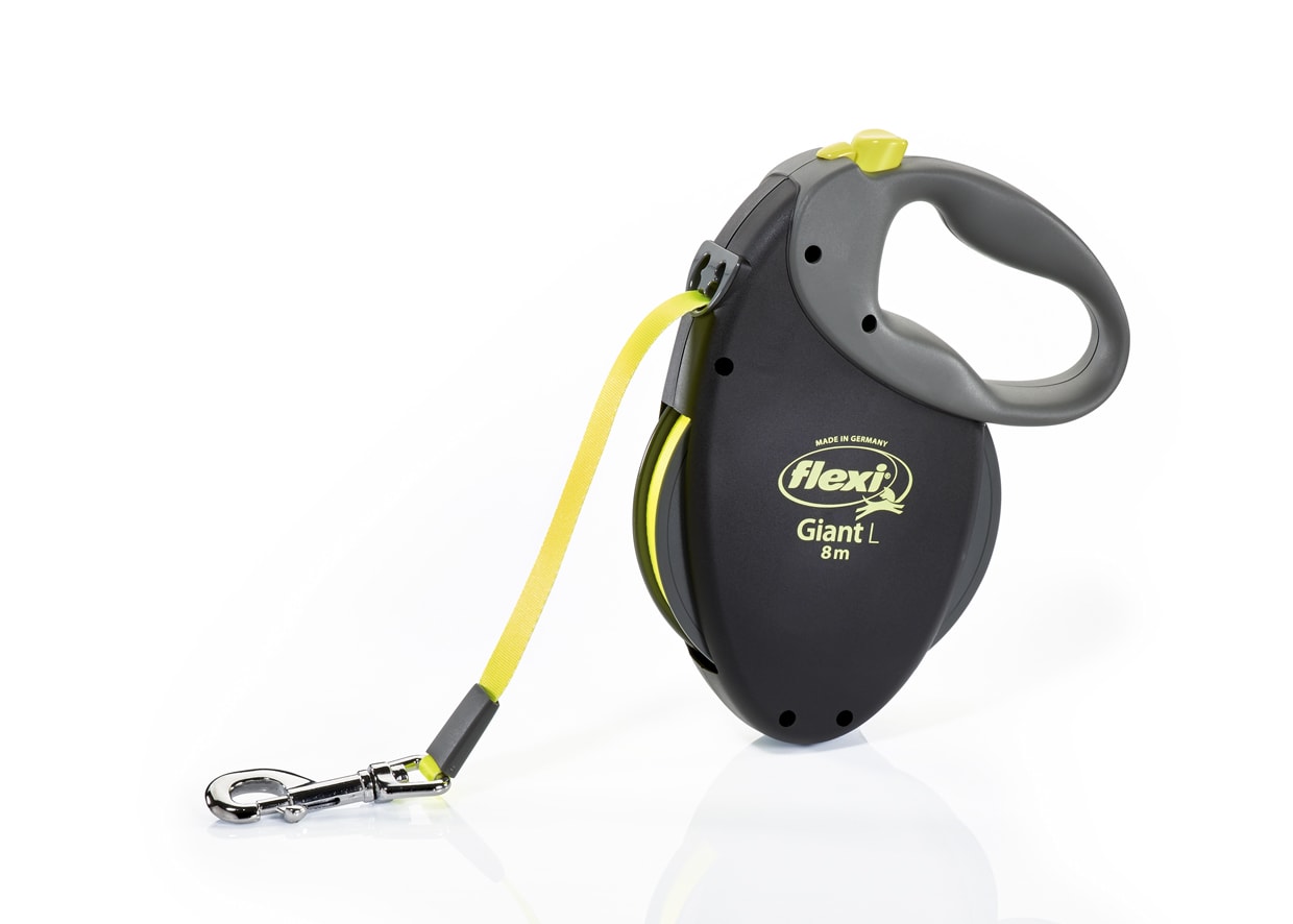 Flexi Dog Lead (Tape) - Giant Black & Neon Yellow