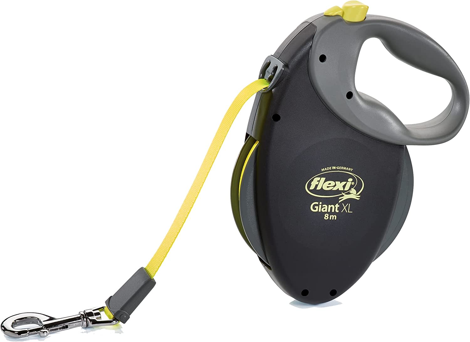 Flexi Dog Lead (Tape) - Giant Black & Neon Yellow