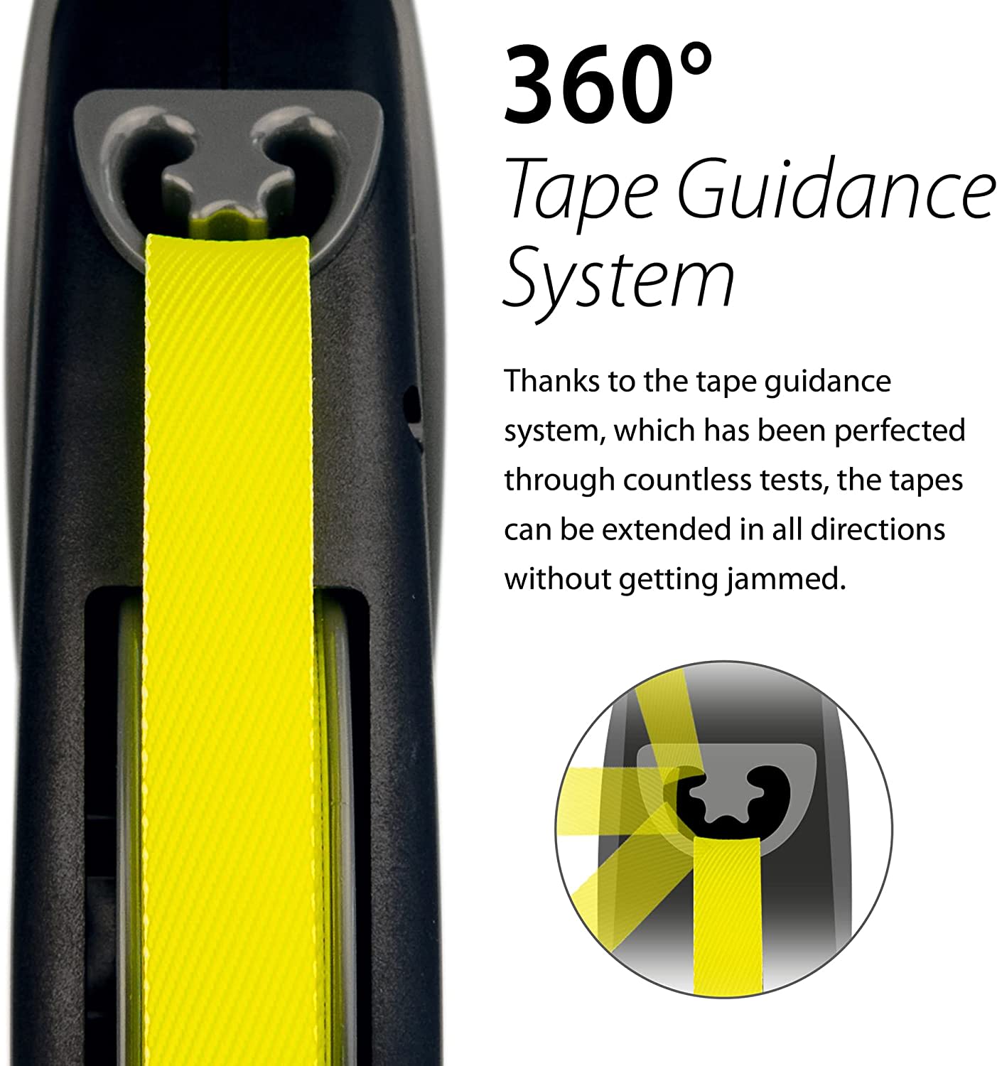 Flexi Dog Lead (Tape) - Giant Black & Neon Yellow