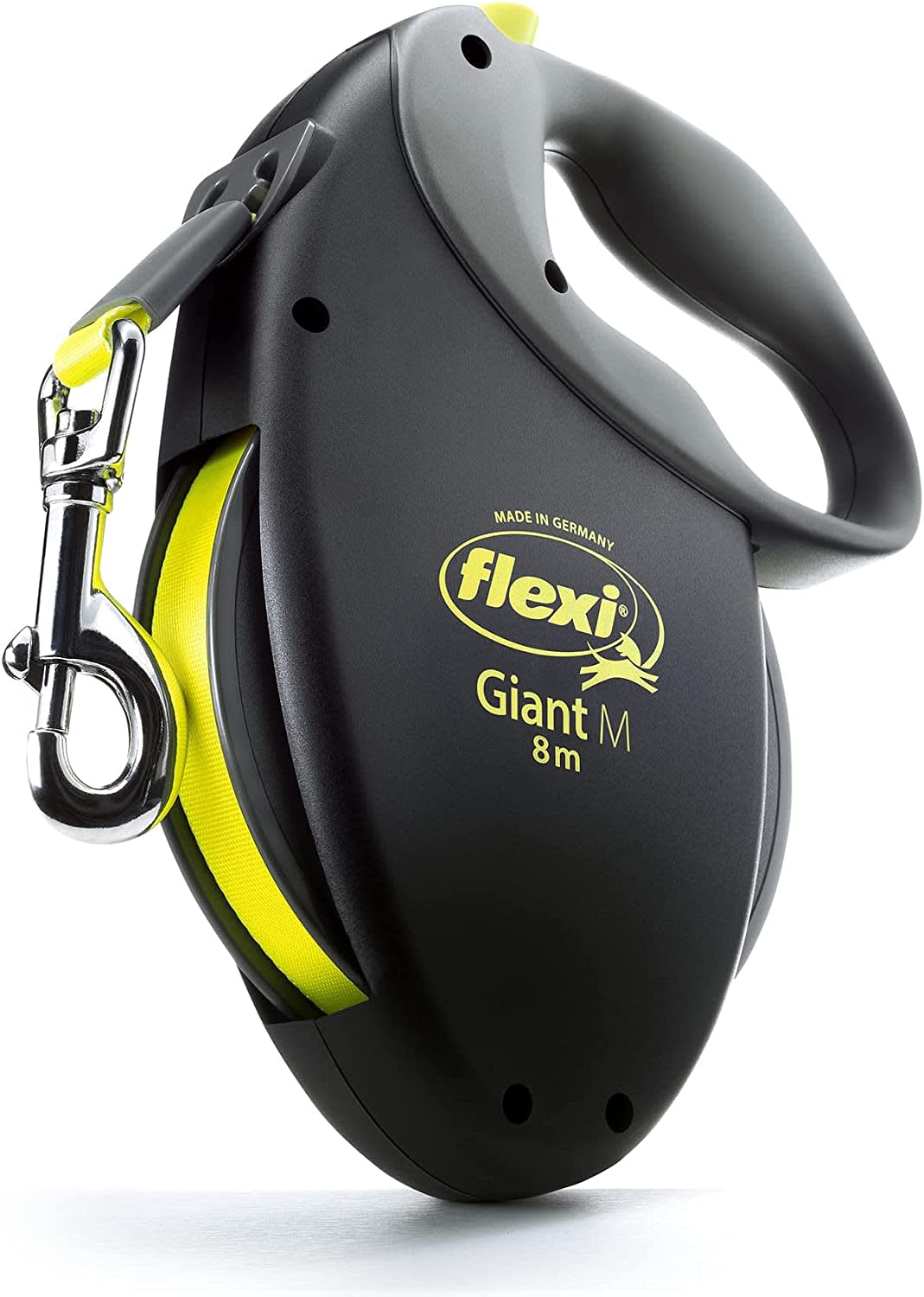 Flexi Dog Lead (Tape) - Giant Black & Neon Yellow