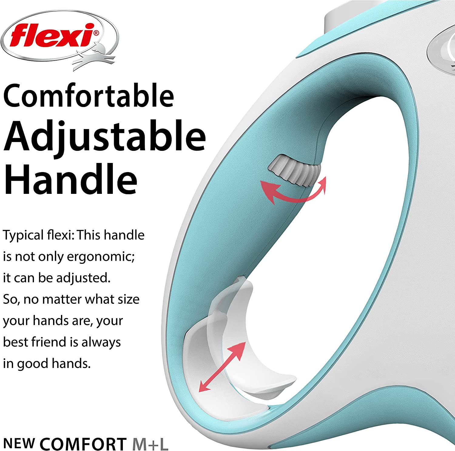 Flexi Dog Lead (Tape) - Comfort Light Blue & White