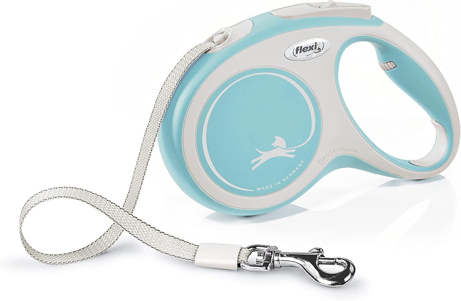 Flexi Dog Lead (Tape) - Comfort Light Blue & White