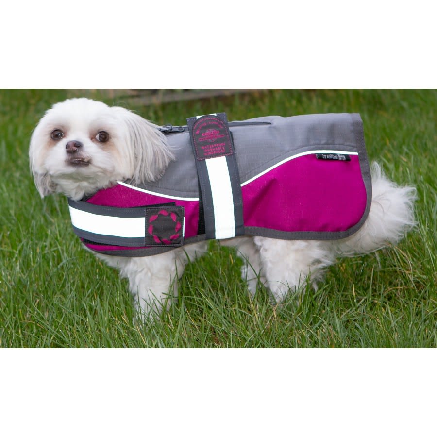 Dog Harness Coat - Reflective Pink and Grey