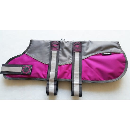Dog Harness Coat - Reflective Pink and Grey