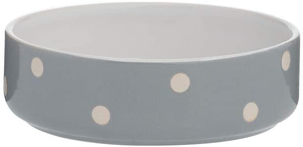 Ceramic Pet Bowl - Grey Polka Dot