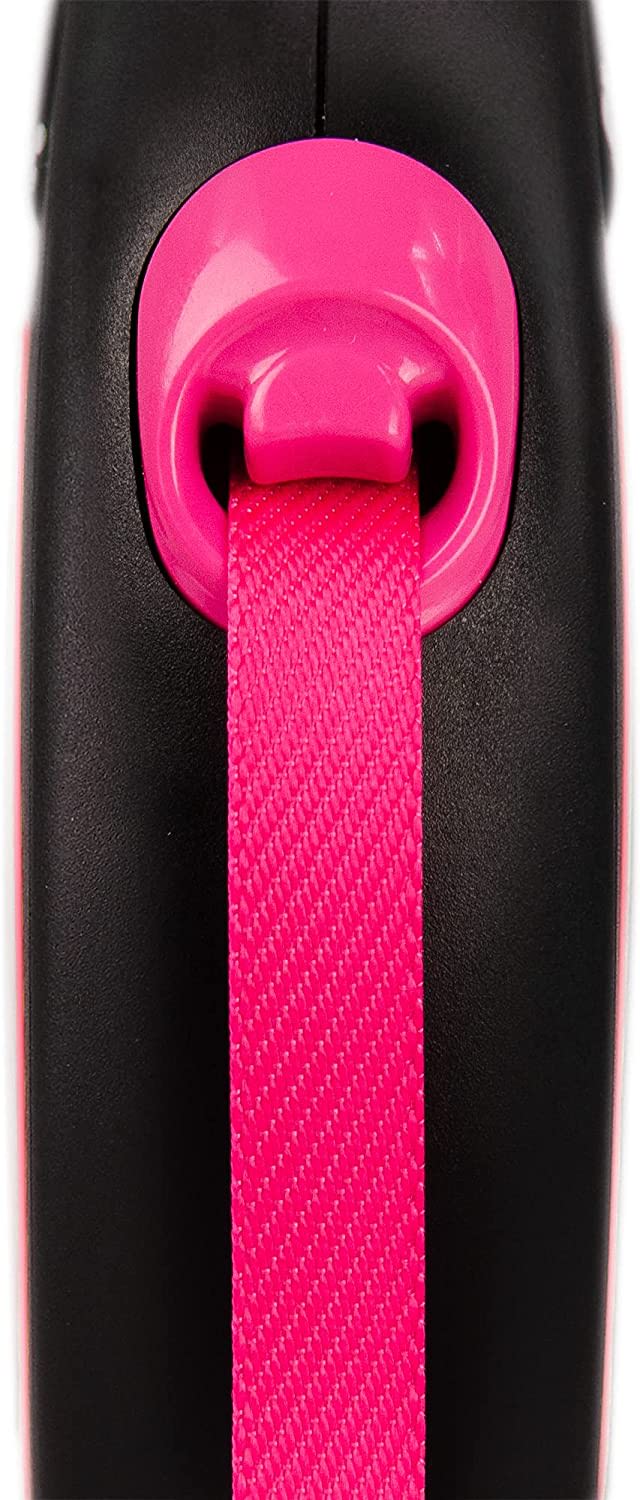 Flexi Dog Lead (Tape) - Reflective Neon Pink