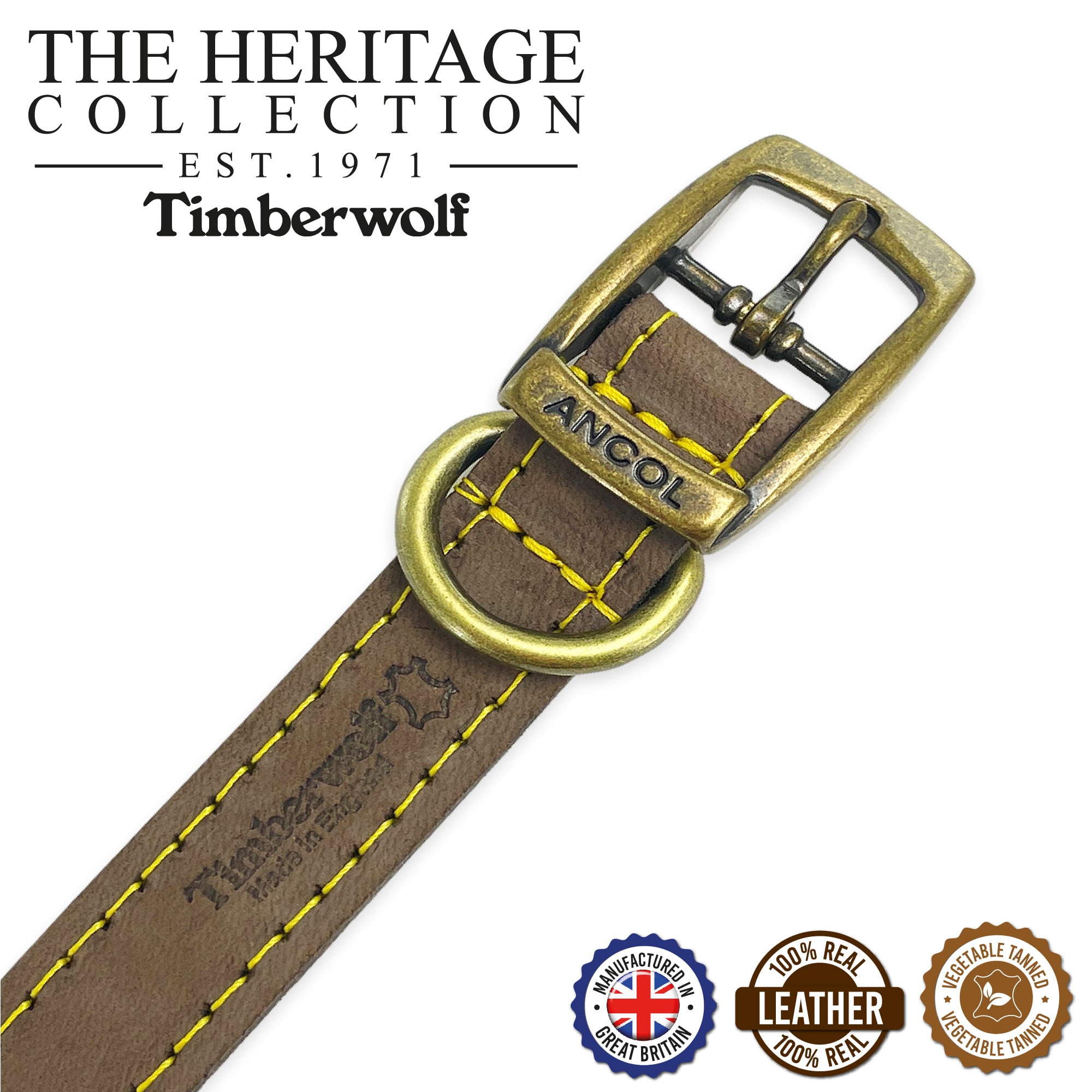 Timberwolf Leather Dog Collar - Sable Brown