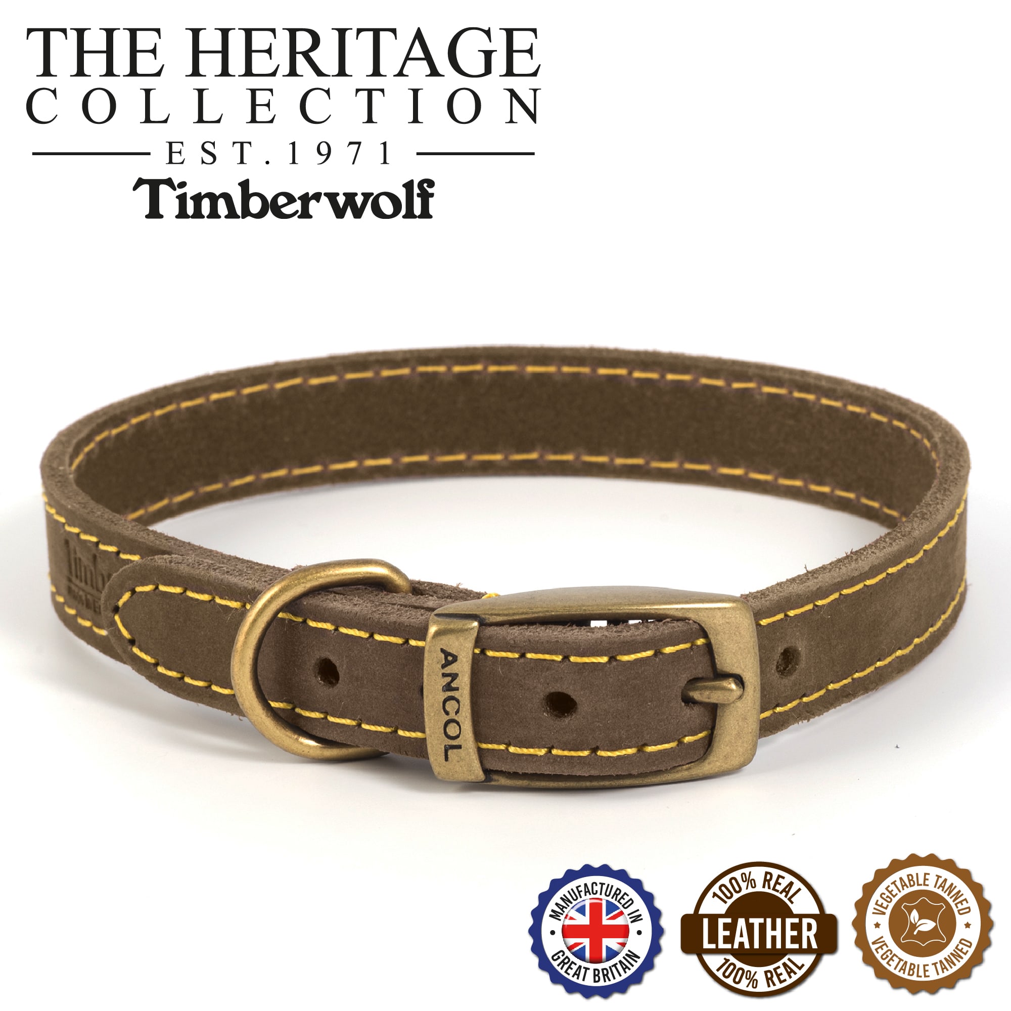 Timberwolf Leather Dog Collar - Sable Brown