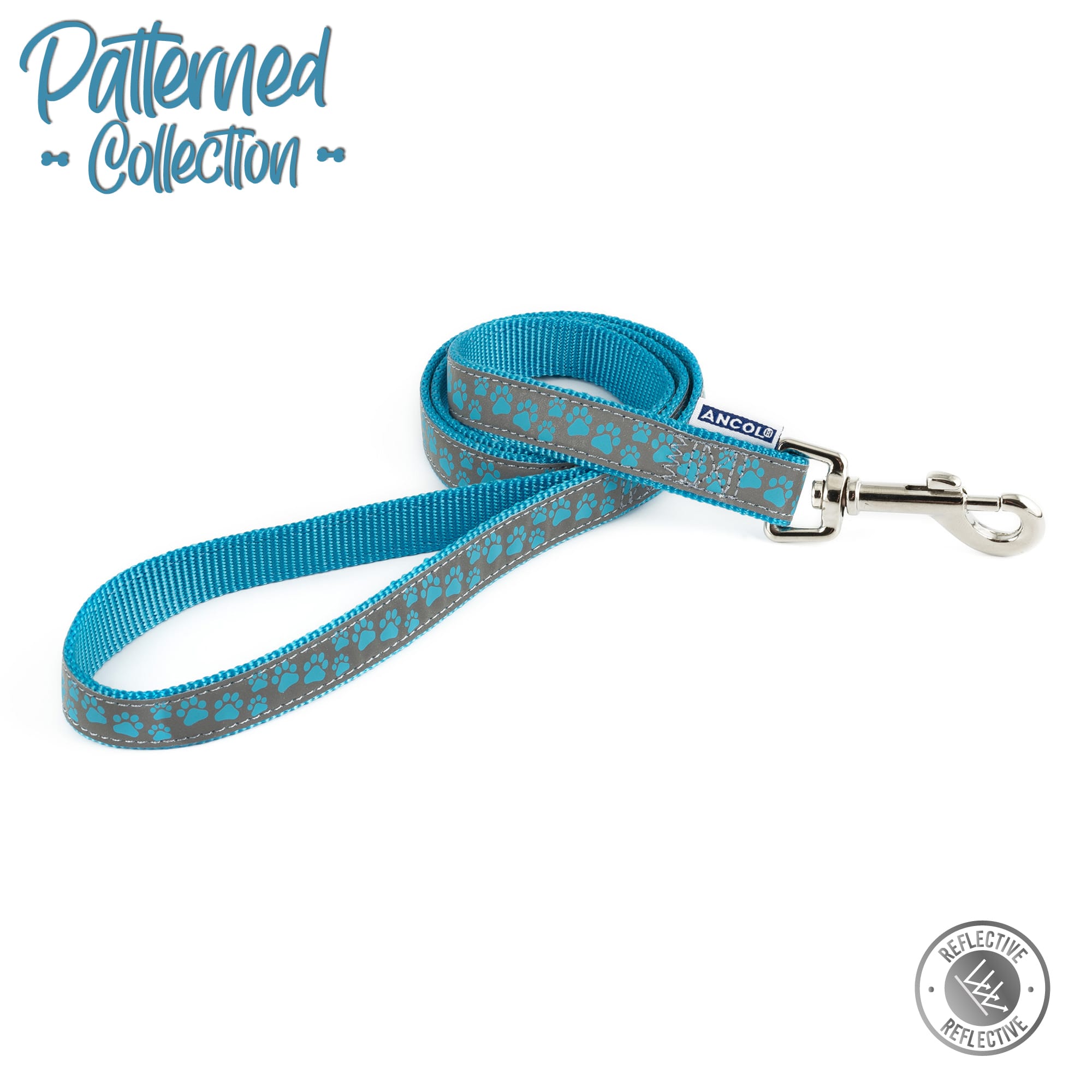 Reflective Dog Lead - Blue Paws