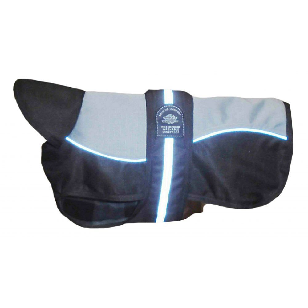 Underbelly Dog Coat - Reflective Black and Grey