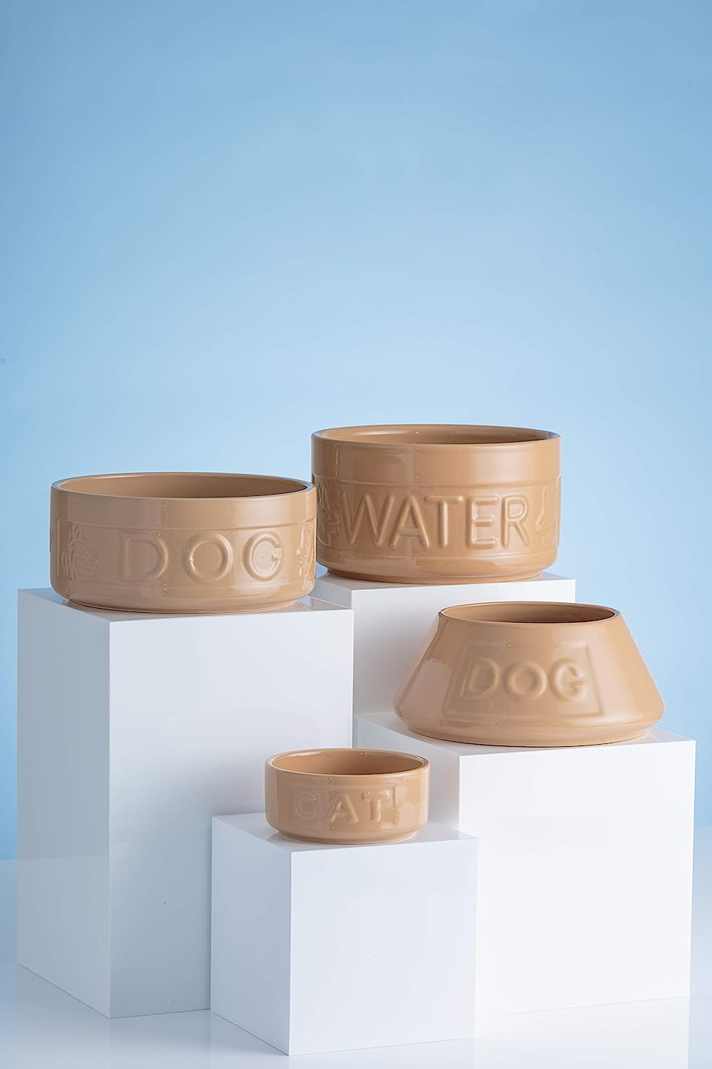 Stoneware Cat Bowl - Brown Embossed Cat