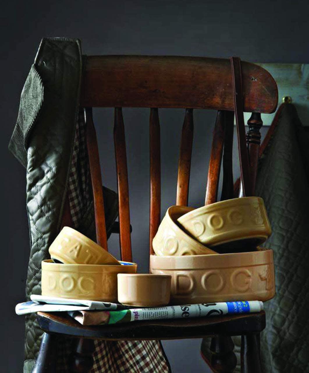 Stoneware Cat Bowl - Brown Embossed Cat