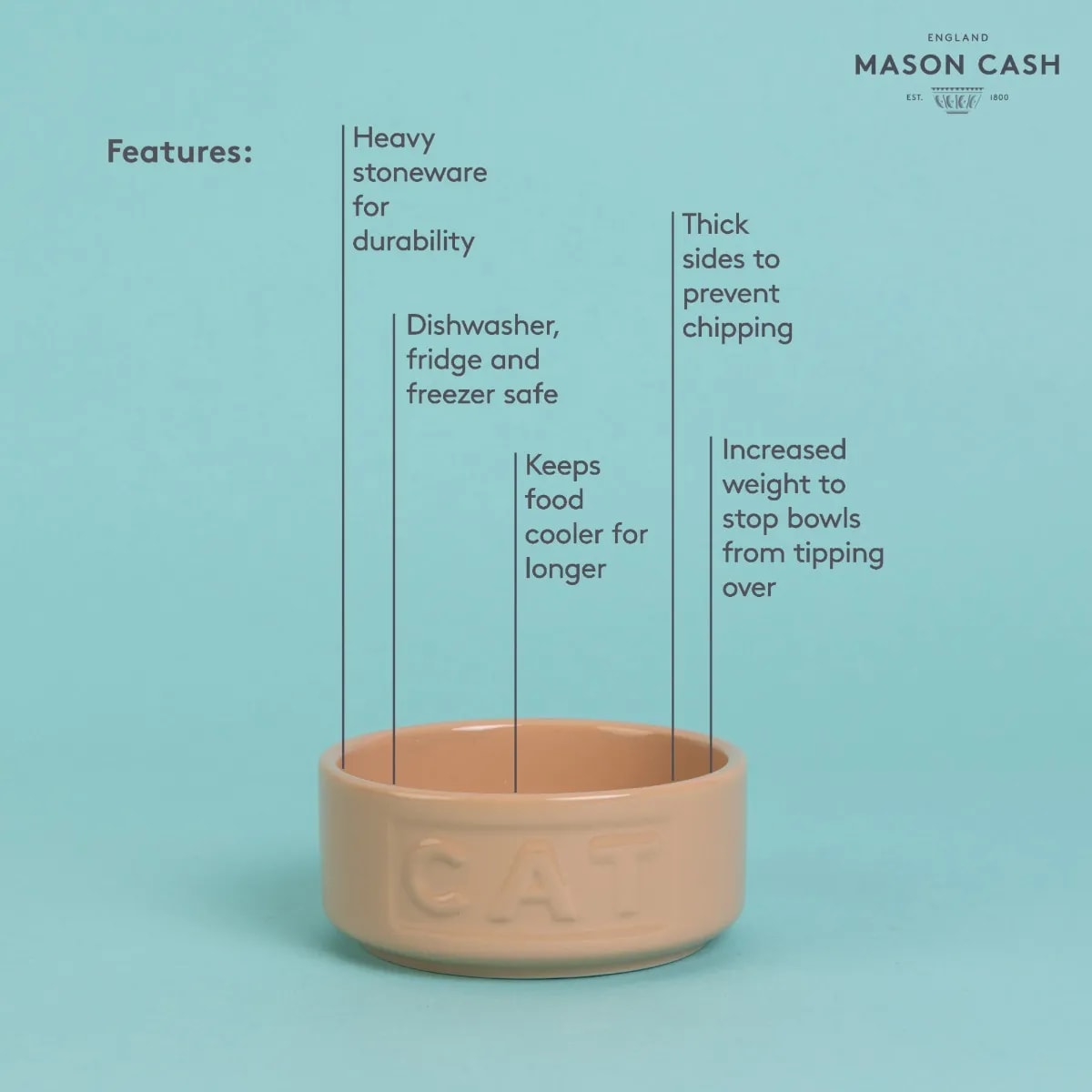 Stoneware Cat Bowl - Brown Embossed Cat