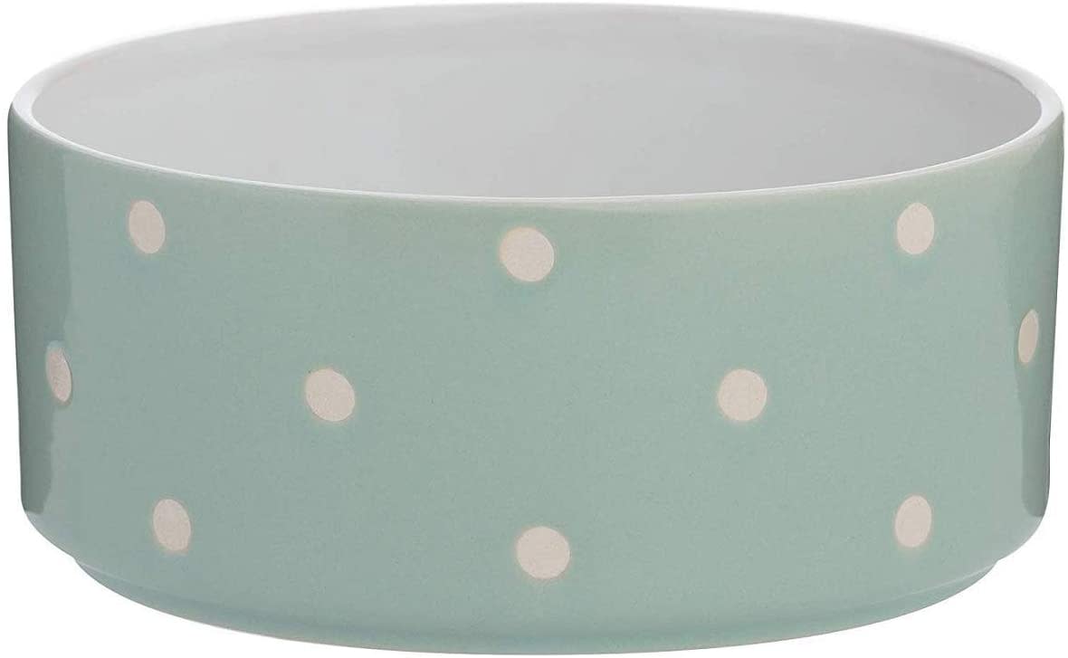 Ceramic Pet Bowl - Sage Green Polka Dot