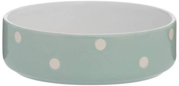 Ceramic Pet Bowl - Sage Green Polka Dot