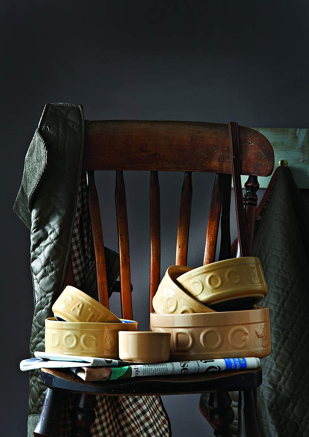 Stoneware Dog Bowl - Embossed DOG