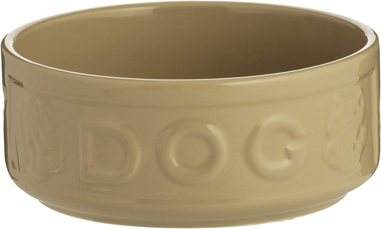 Stoneware Dog Bowl - Embossed DOG