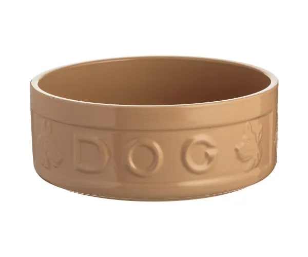 Stoneware Dog Bowl - Embossed DOG