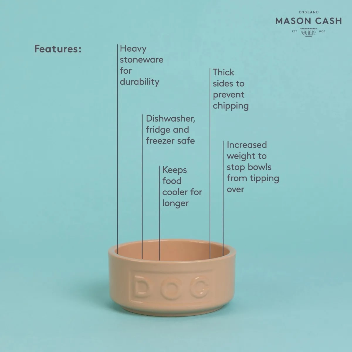 Stoneware Dog Bowl - Embossed DOG