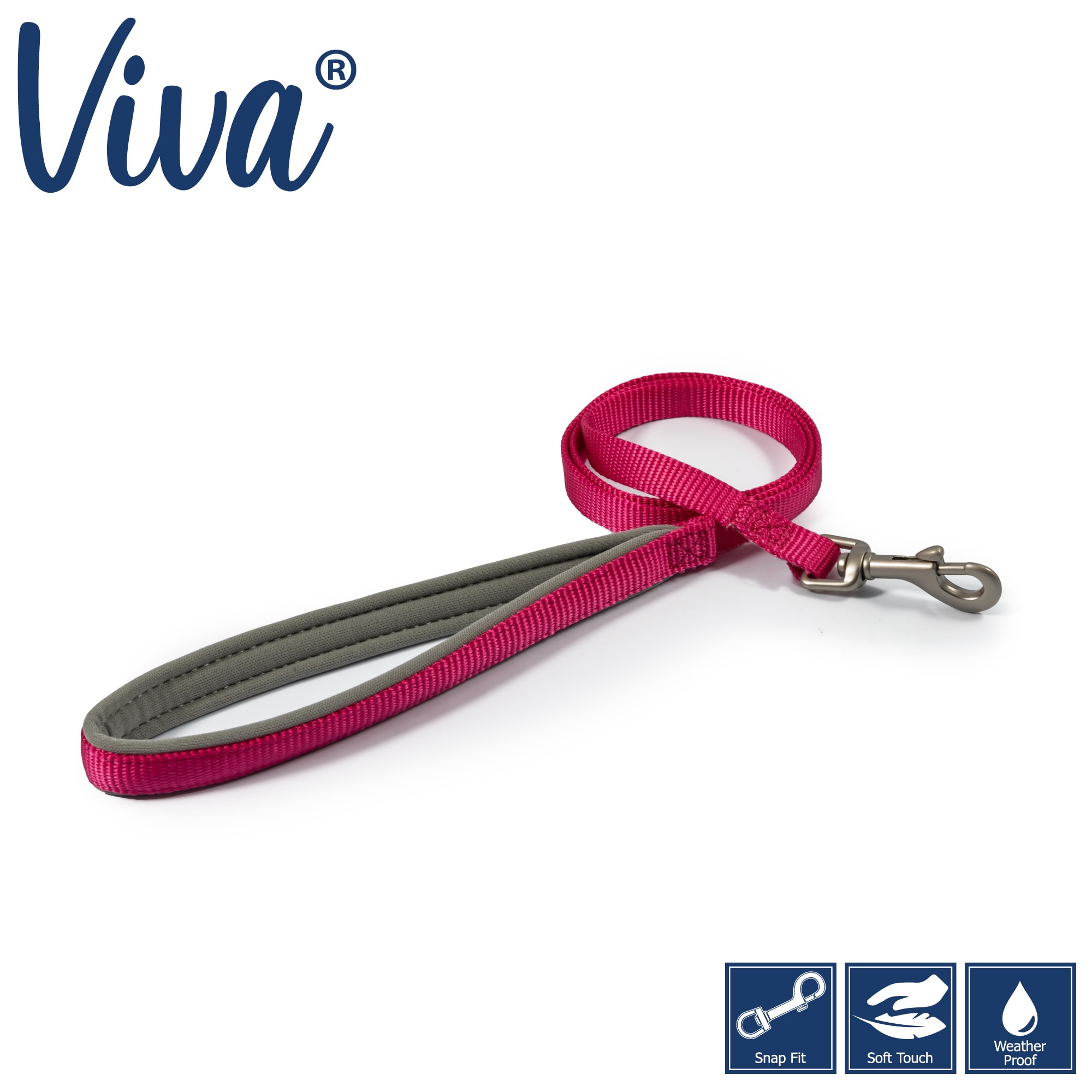 Padded Dog Lead - Pink Raspberry