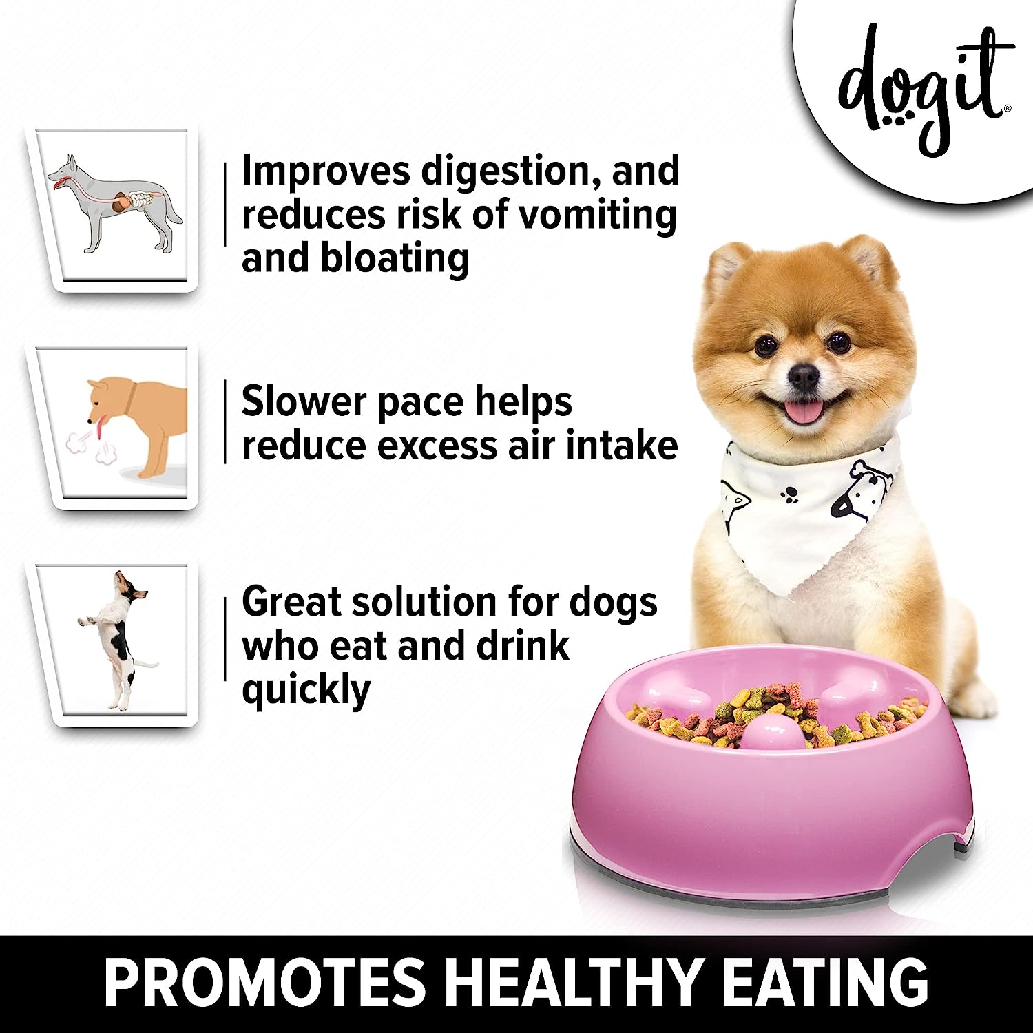 Anti Gulping Dog Dish - Pink