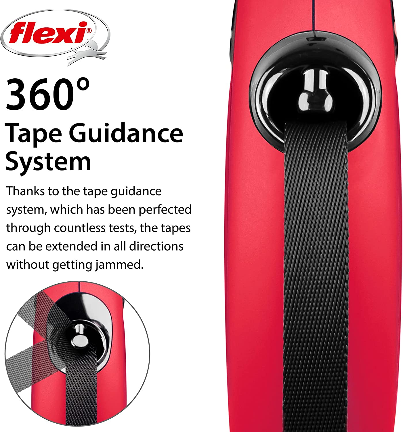 Flexi Dog Lead (Tape) - Classic Red