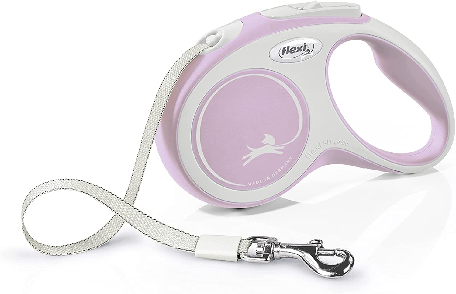 Flexi Dog Lead (Tape) - Comfort Pink Rose & White