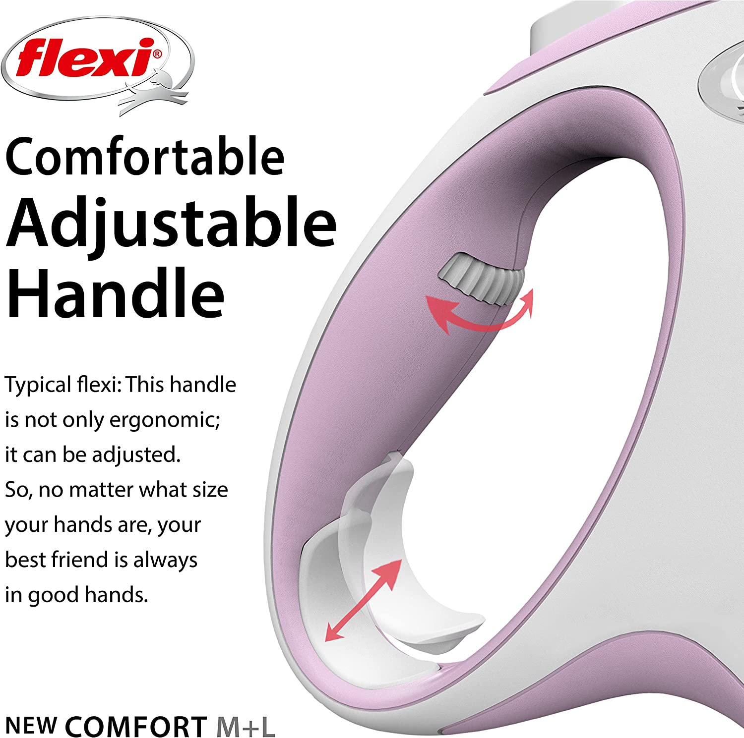 Flexi Dog Lead (Tape) - Comfort Pink Rose & White