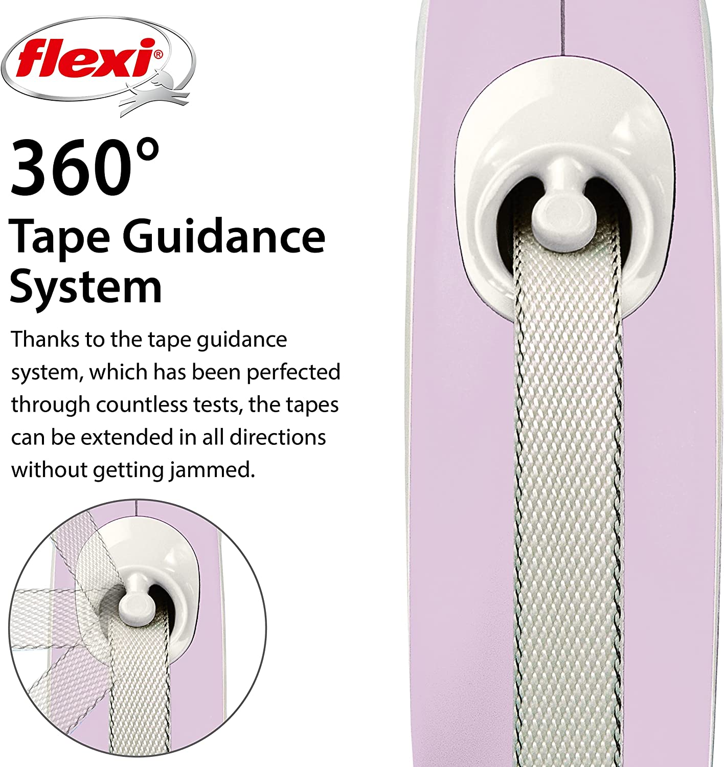 Flexi Dog Lead (Tape) - Comfort Pink Rose & White