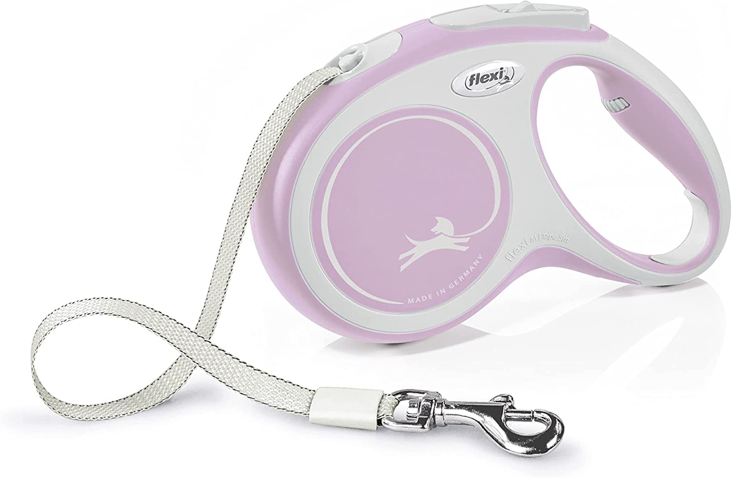 Flexi Dog Lead (Tape) - Comfort Pink Rose & White