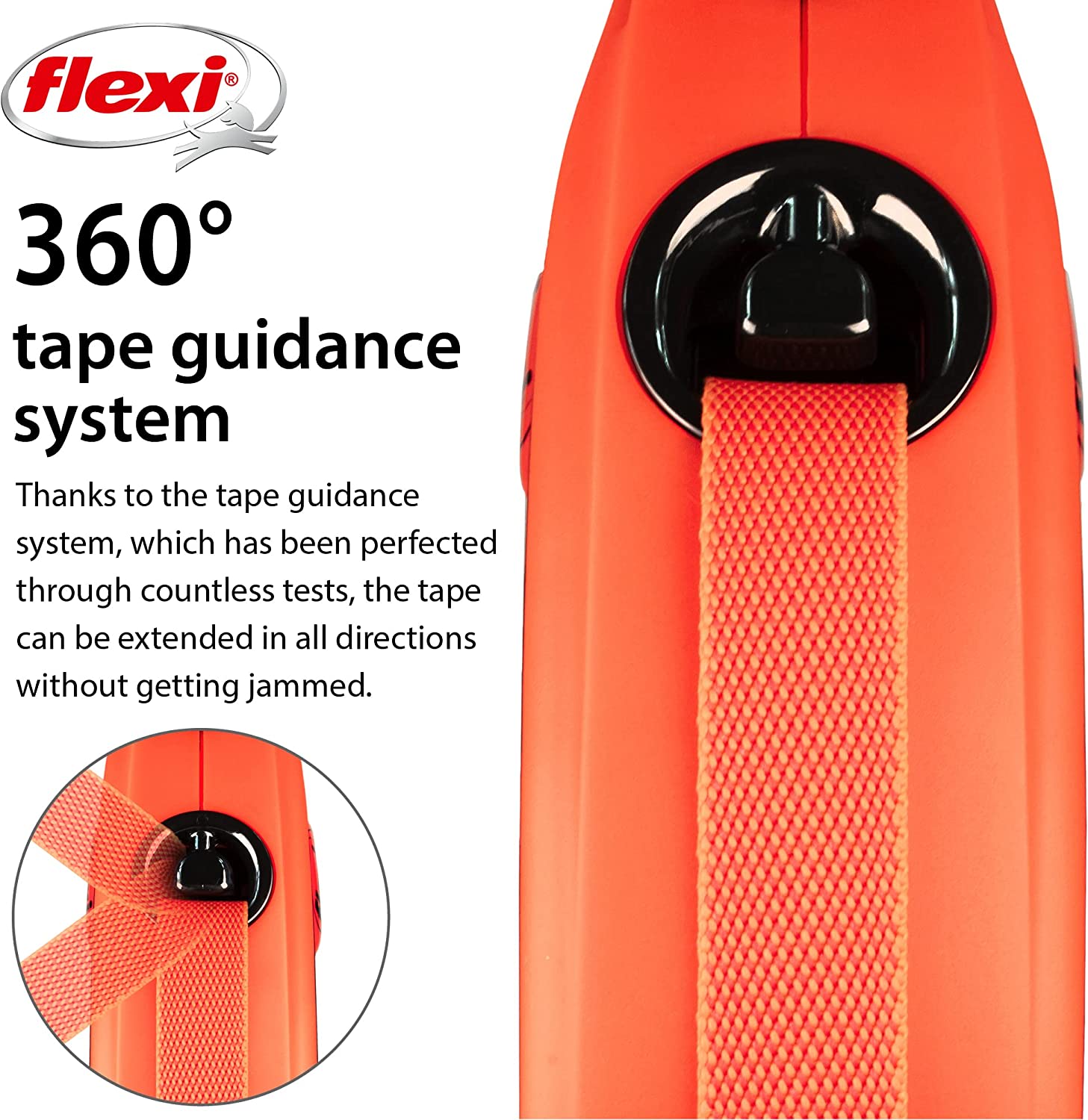 Flexi Dog Lead (Tape) - Xtreme Orange