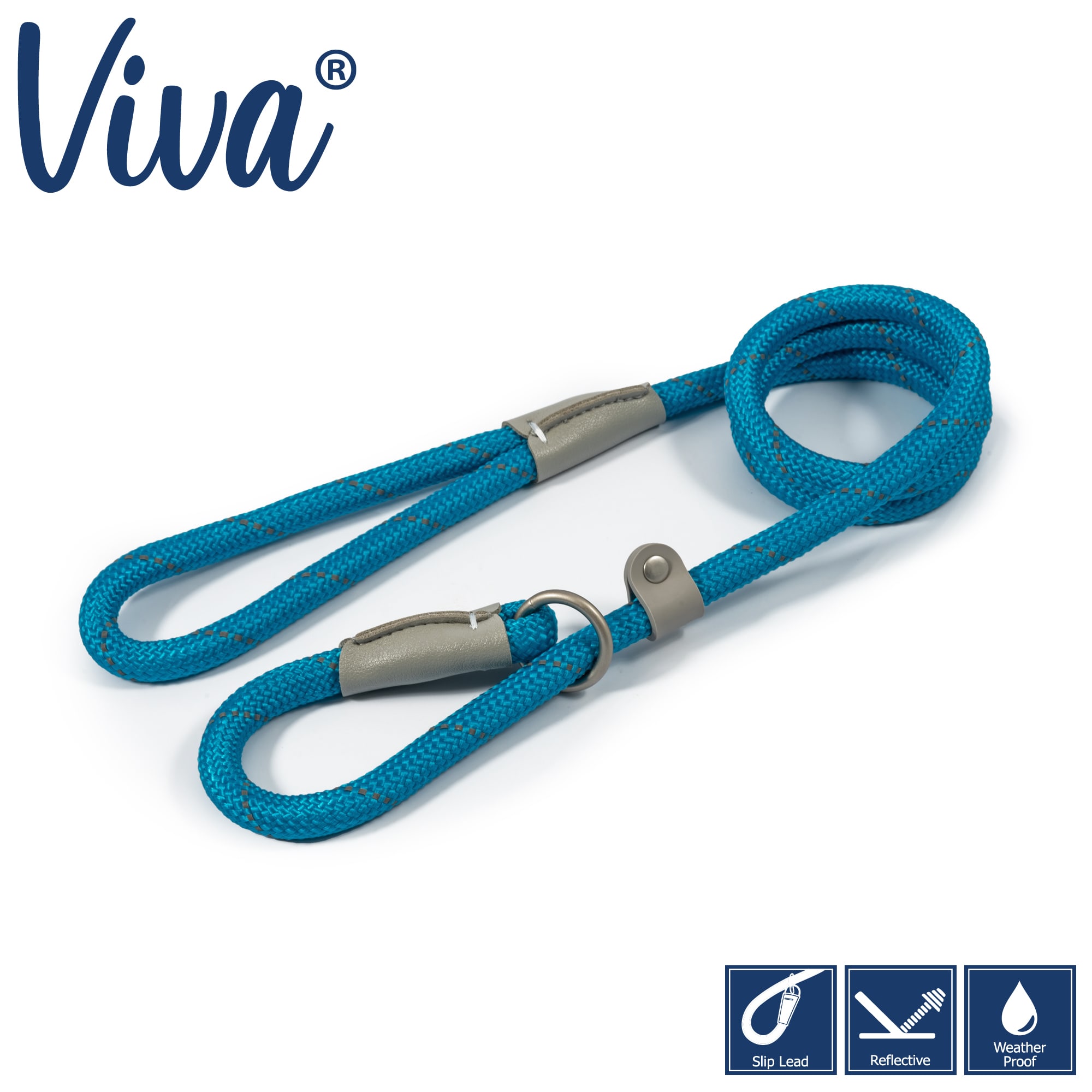 Rope Slip Lead - Blue Reflective